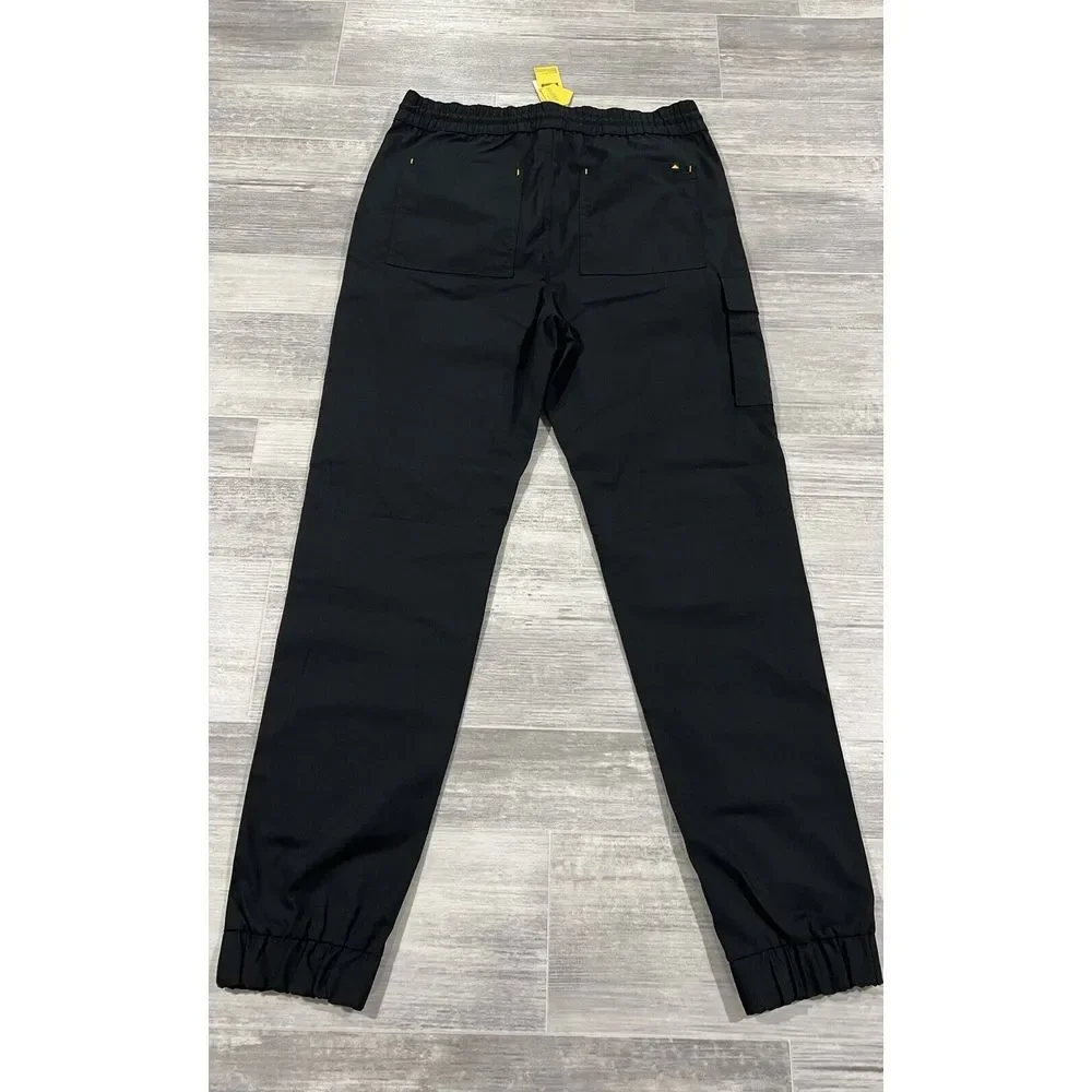 Mens Caterpillar Size Medium Black Ripstop Canvas Cuffed Jogger DrawString Pants